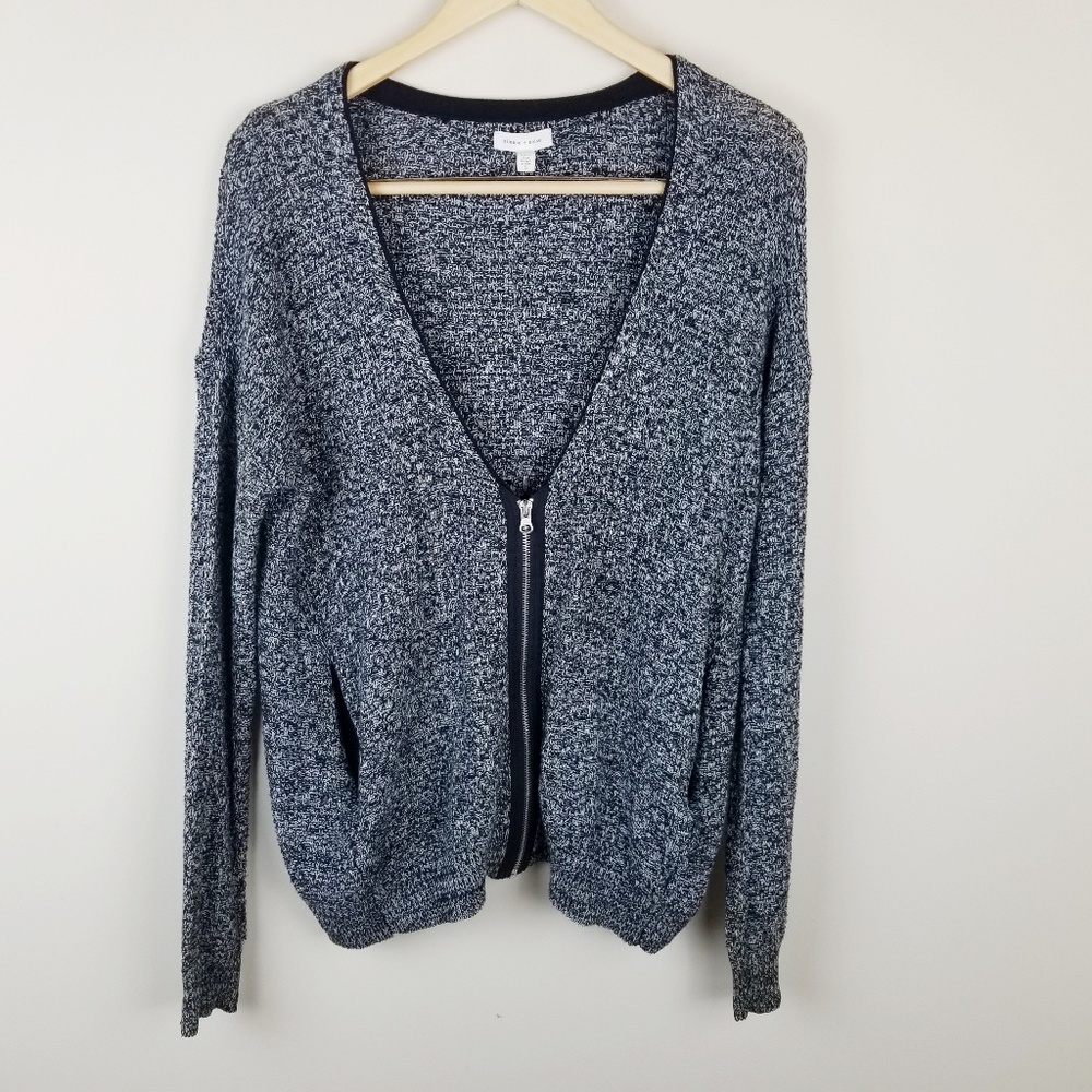 Silence & Noise Heather Black Zip Up Cardigan